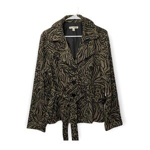Susan Bristol Women's Jacket Animal Print Black Tan/Brown Size L